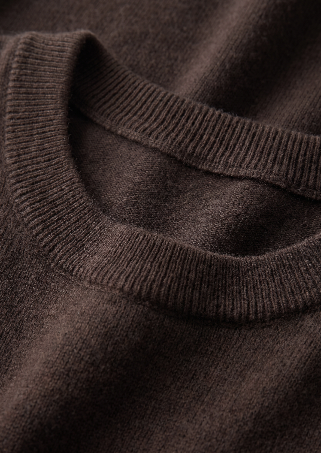 Premium Cashmere Classic Crewneck T-Shirt - Dark Brown