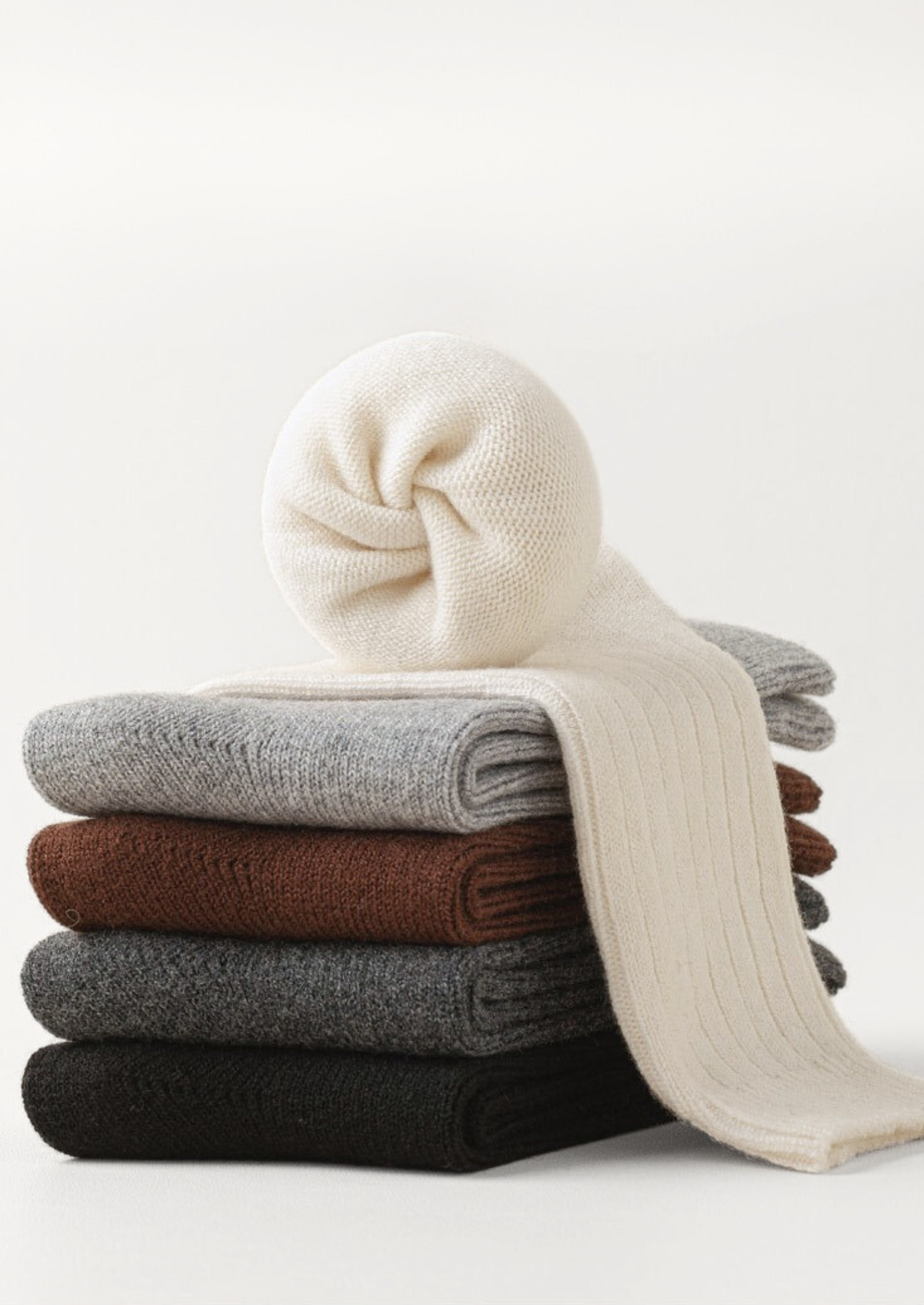 Ivory Ultra-Soft Ribbed Merino Wool Socks