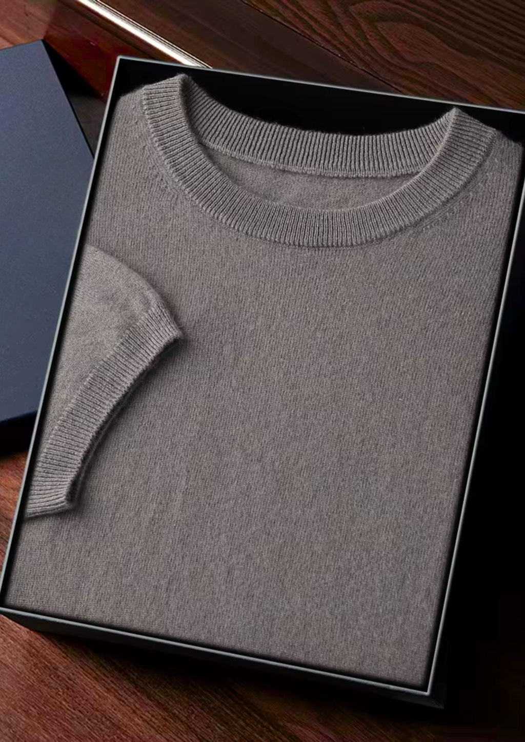 Premium Cashmere Classic Crewneck T-Shirt - Ashen Truffle