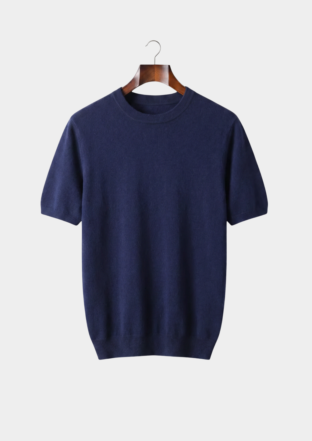 Premium Cashmere Classic Crewneck T-Shirt - Navy Blue